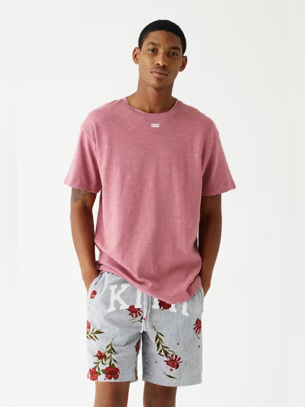 Kith Distressed Logo Shirt Salmon Pink